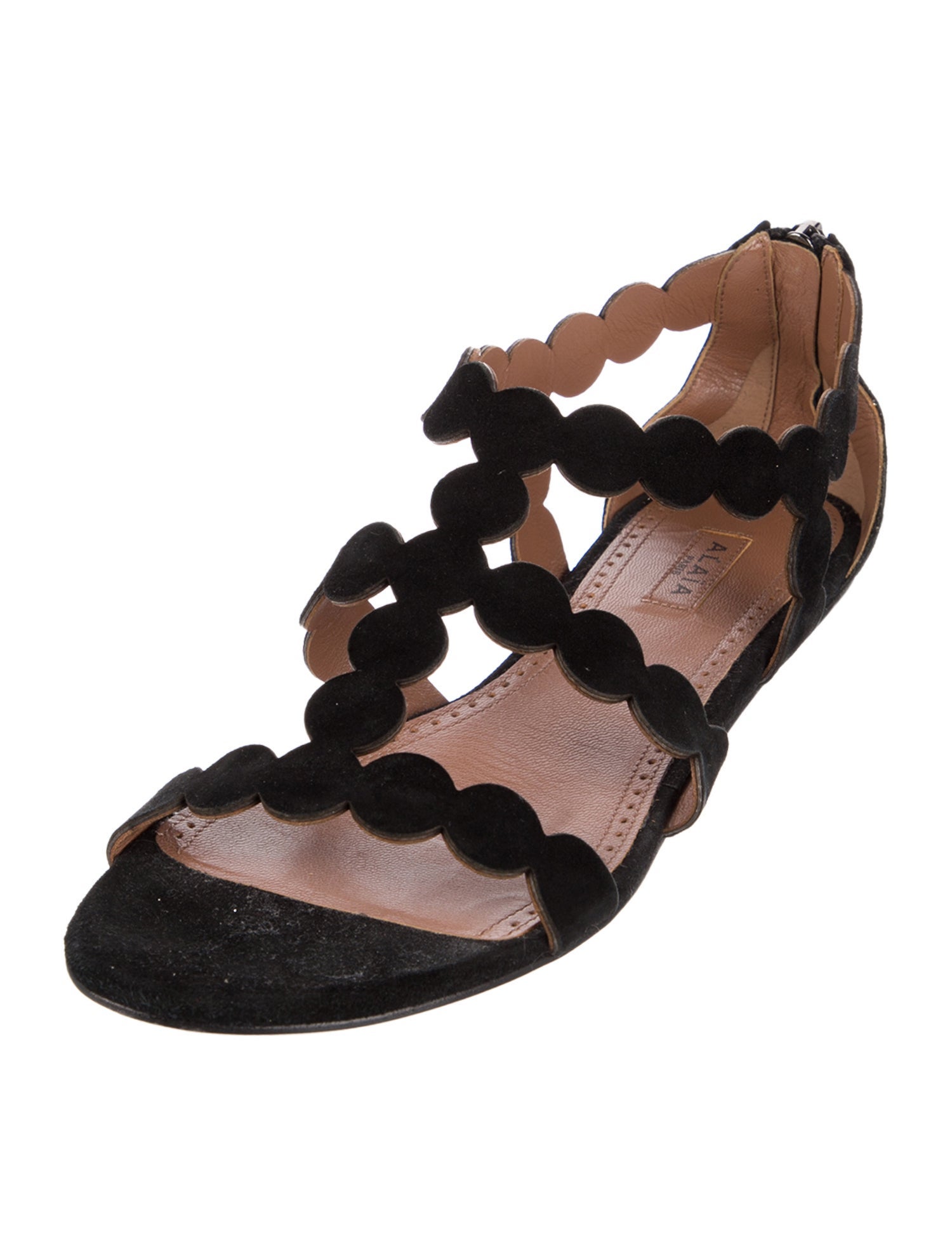 Alaïa Suede Scalloped Accent Ballet Flats