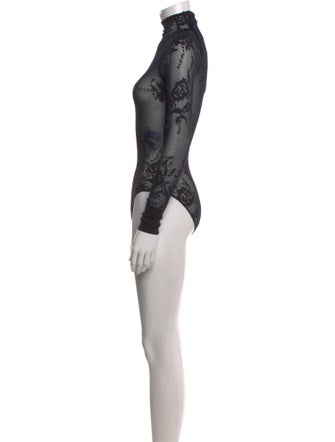 Alaïa Lace Pattern Turtleneck Bodysuit