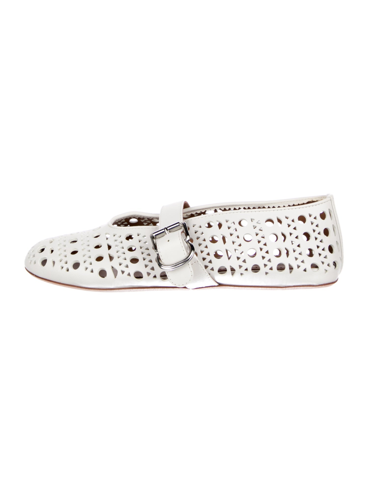 Alaïa Leather Lasercut Accents Mary Jane Flats