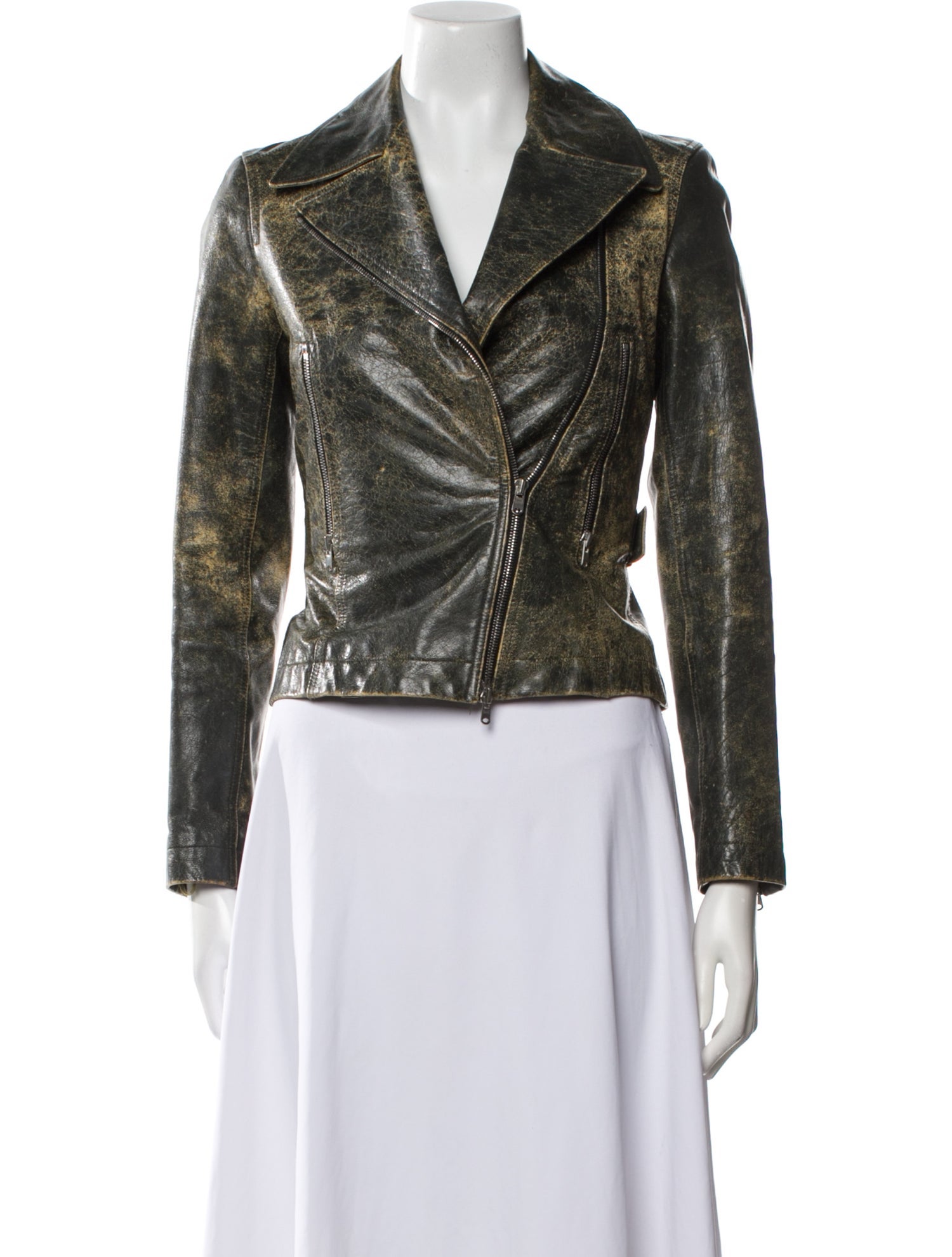 Alaïa Leather Tweed Pattern Biker Jacket