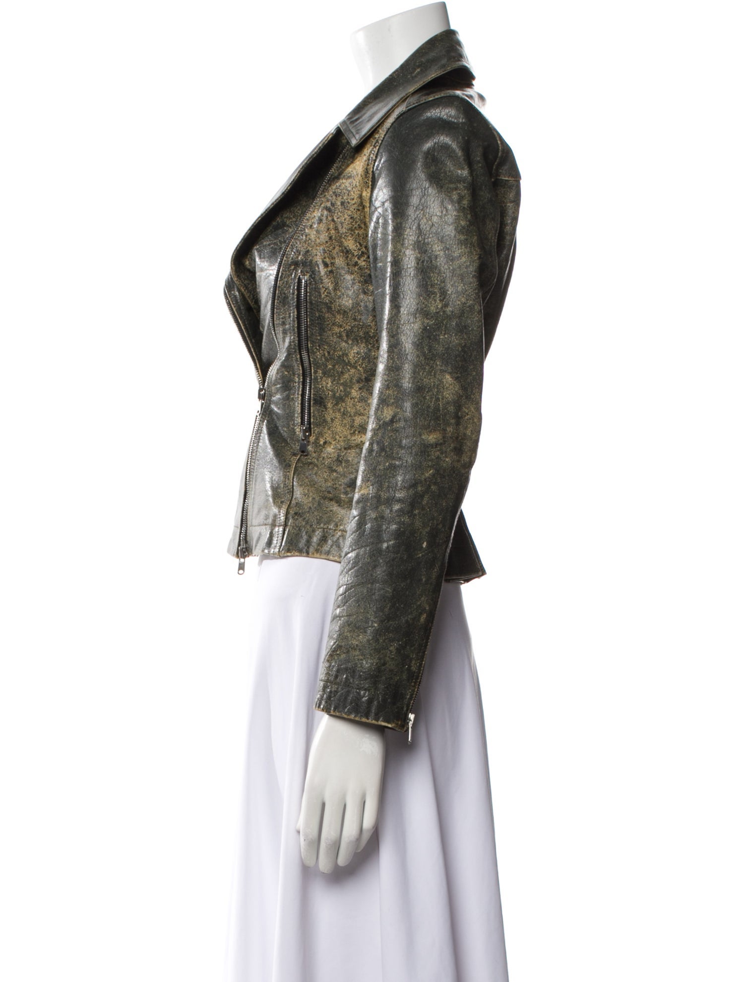 Alaïa Leather Tweed Pattern Biker Jacket