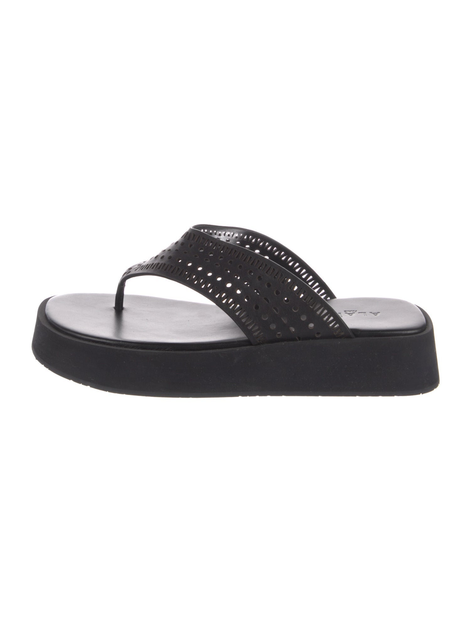 Alaïa Leather Lasercut Accents Flip Flops