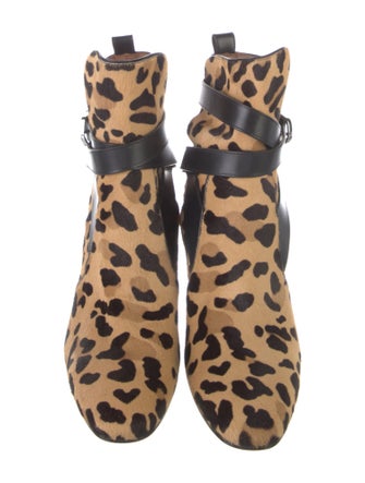 Alaïa Ponyhair Animal Print Lace-Up Boots