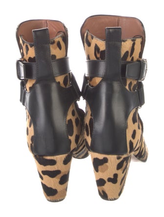 Alaïa Ponyhair Animal Print Lace-Up Boots