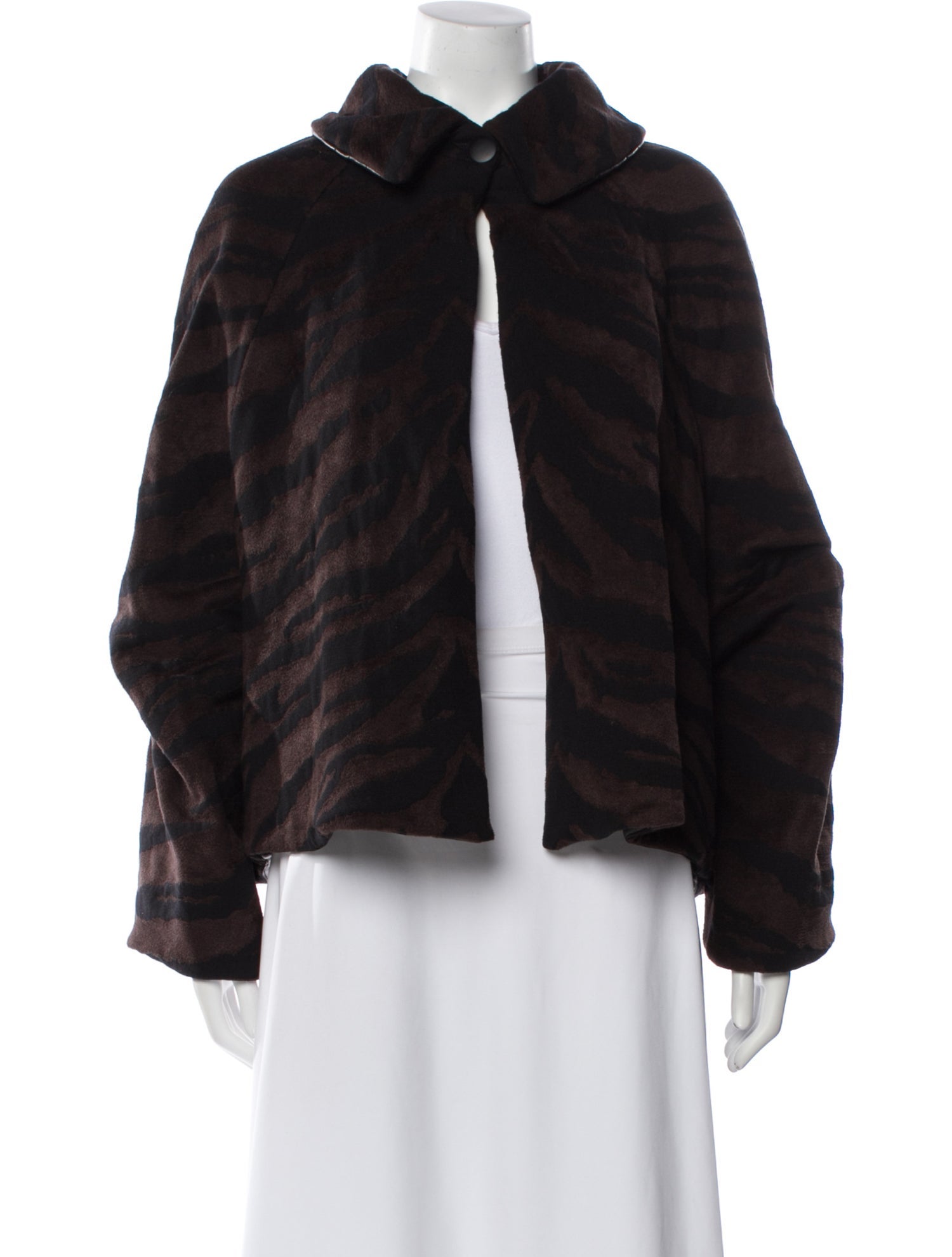 Alaïa Wool Striped Faux Fur Jacket