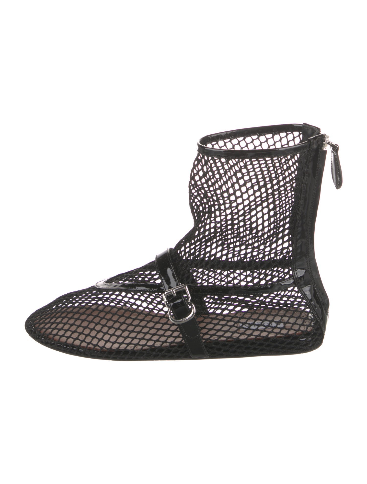 Alaïa Mesh Leather Trim Embellishment Boots