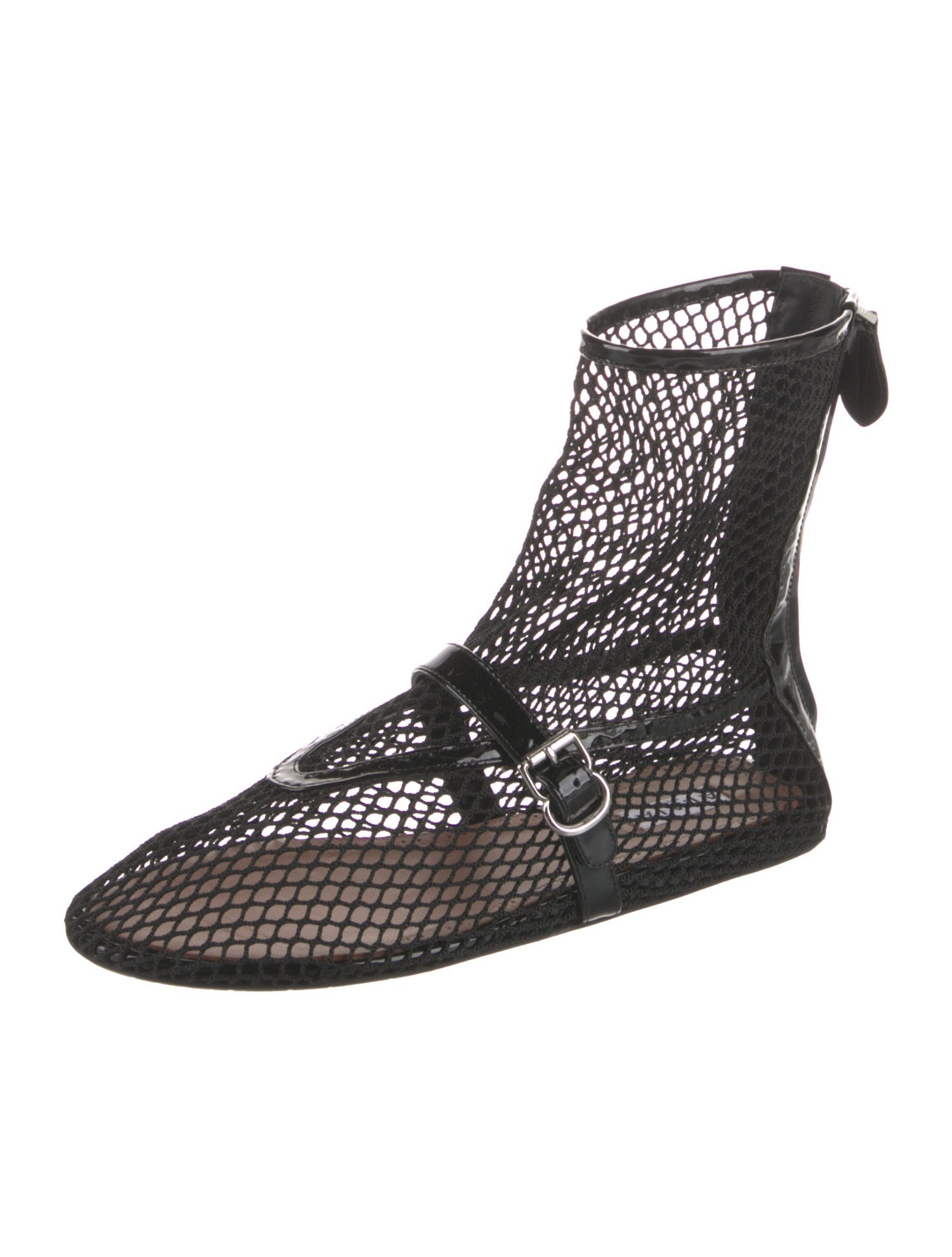 Alaïa Mesh Leather Trim Embellishment Boots