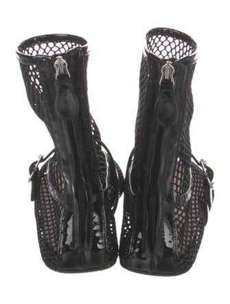 Alaïa Mesh Leather Trim Embellishment Boots