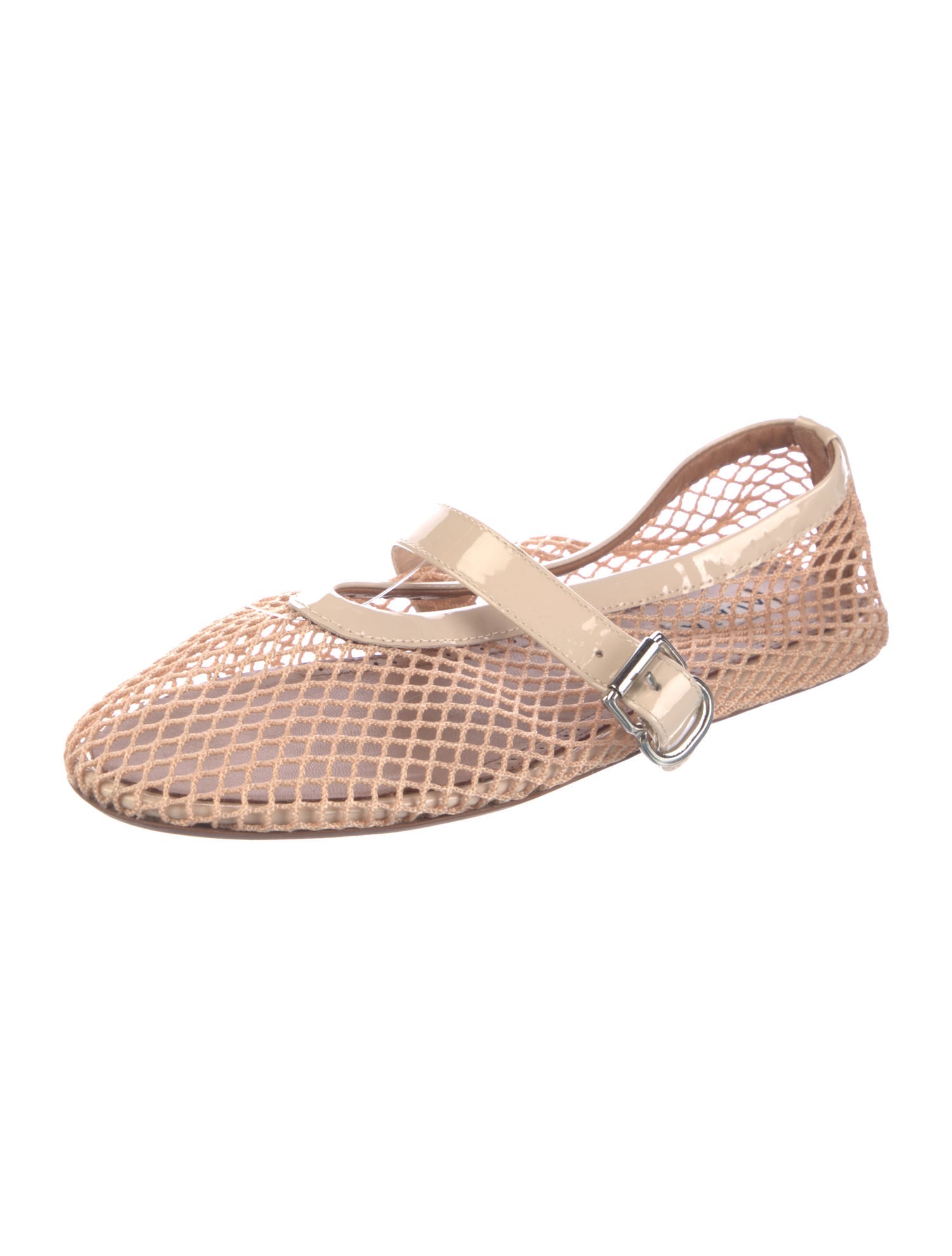 Alaïa Fishnet Nude Clair Mesh Mary Jane Flats