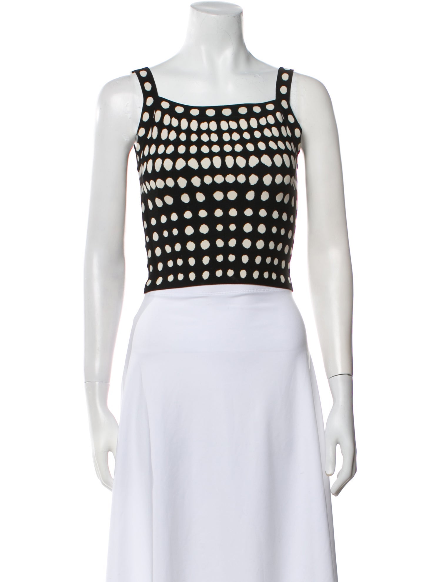 Alaïa Polka Dot Print Square Neckline Crop Top