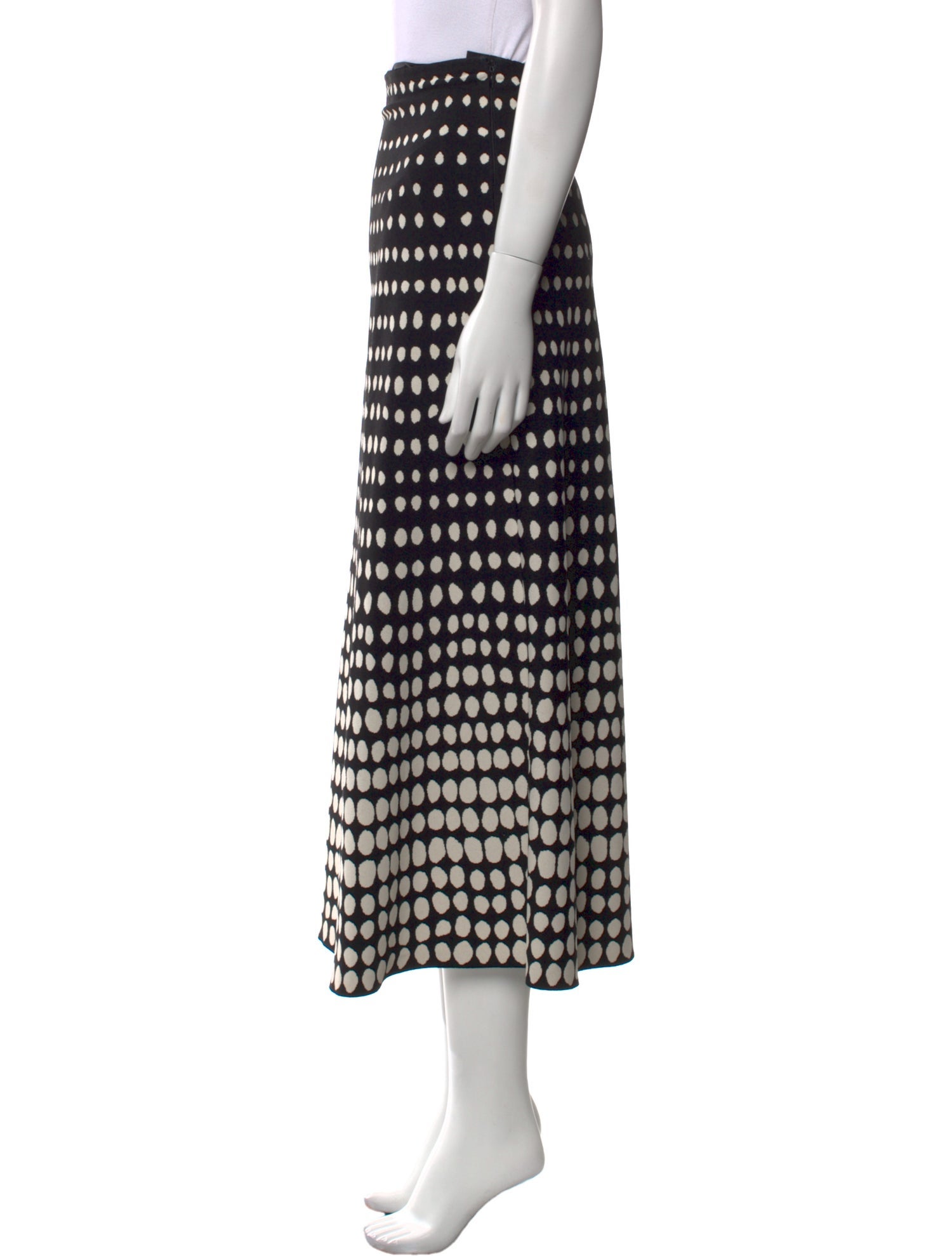 Alaïa Polka Dot Print Midi Length Skirt