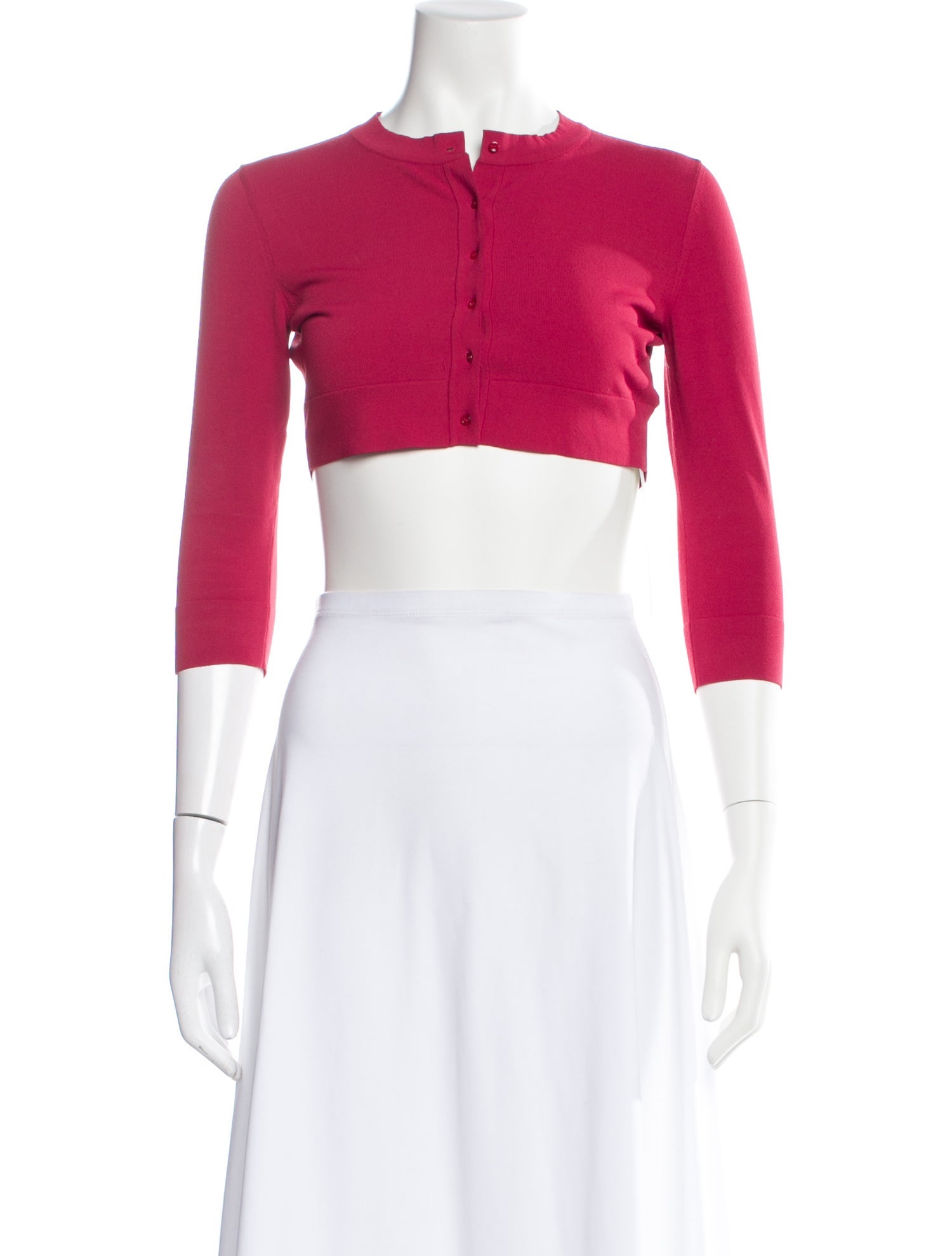 Alaïa Mock Neck Three-Quarter Sleeve Crop Top