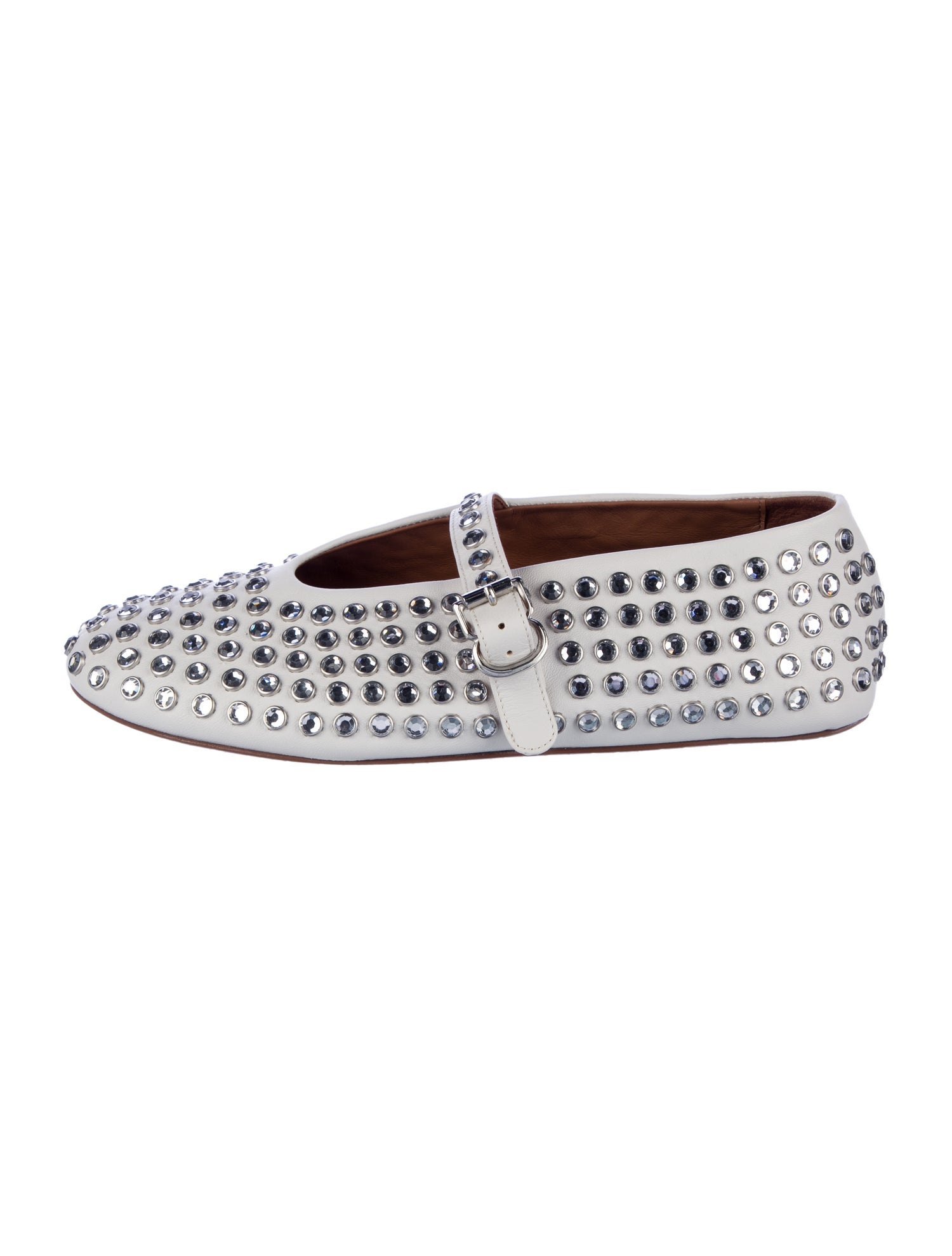 Alaïa Leather Crystal Embellishments Mary Jane Flats