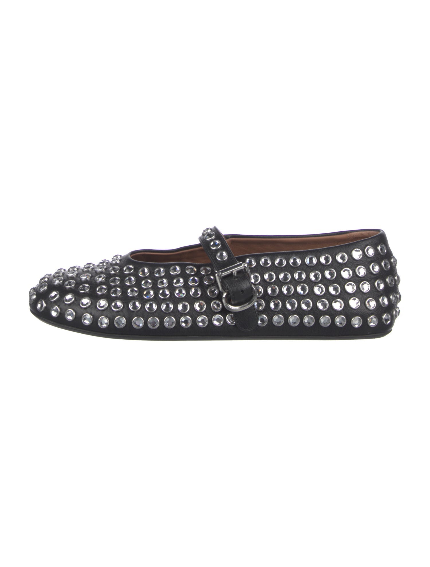 Alaïa Leather Crystal Embellishments Mary Jane Flats