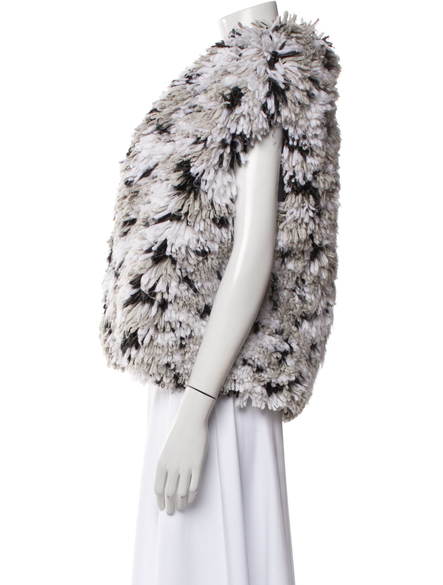 Alaïa Wool Printed Faux Fur Jacket