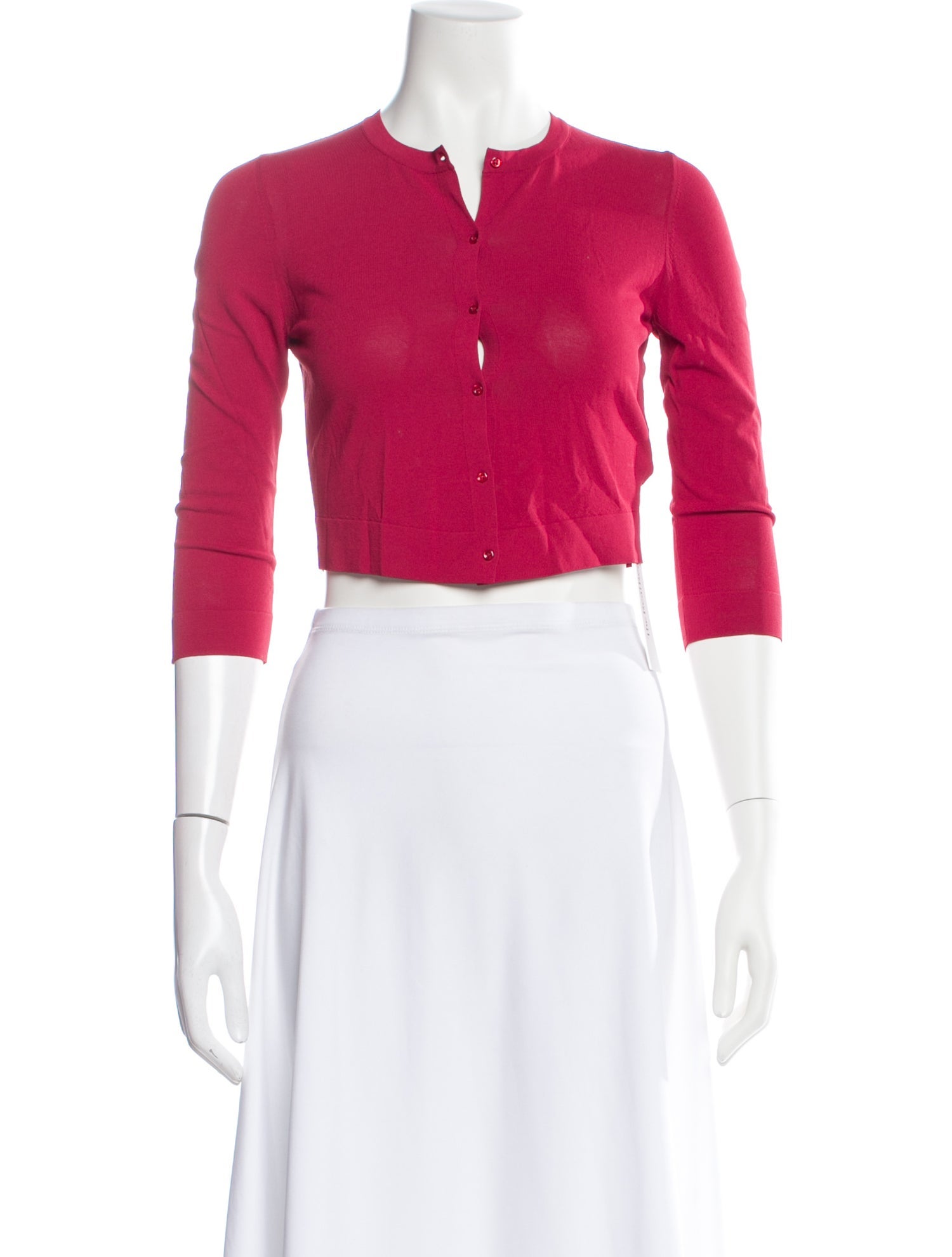 Alaïa Mock Neck Three-Quarter Sleeve Crop Top