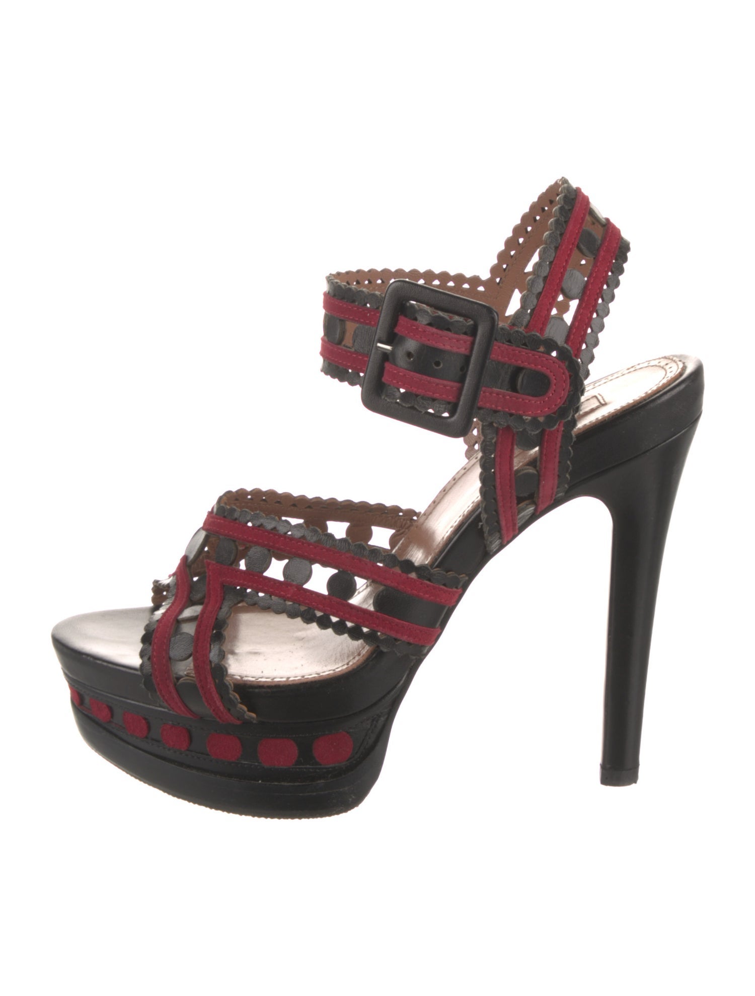 Alaïa Leather Lasercut Accents Sandals