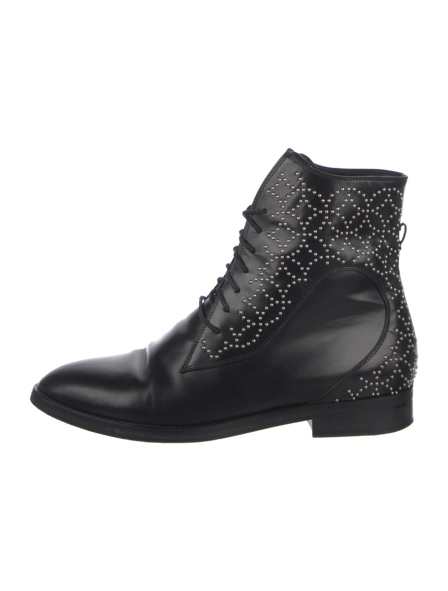 Alaïa Leather Studded Accents Combat Boots
