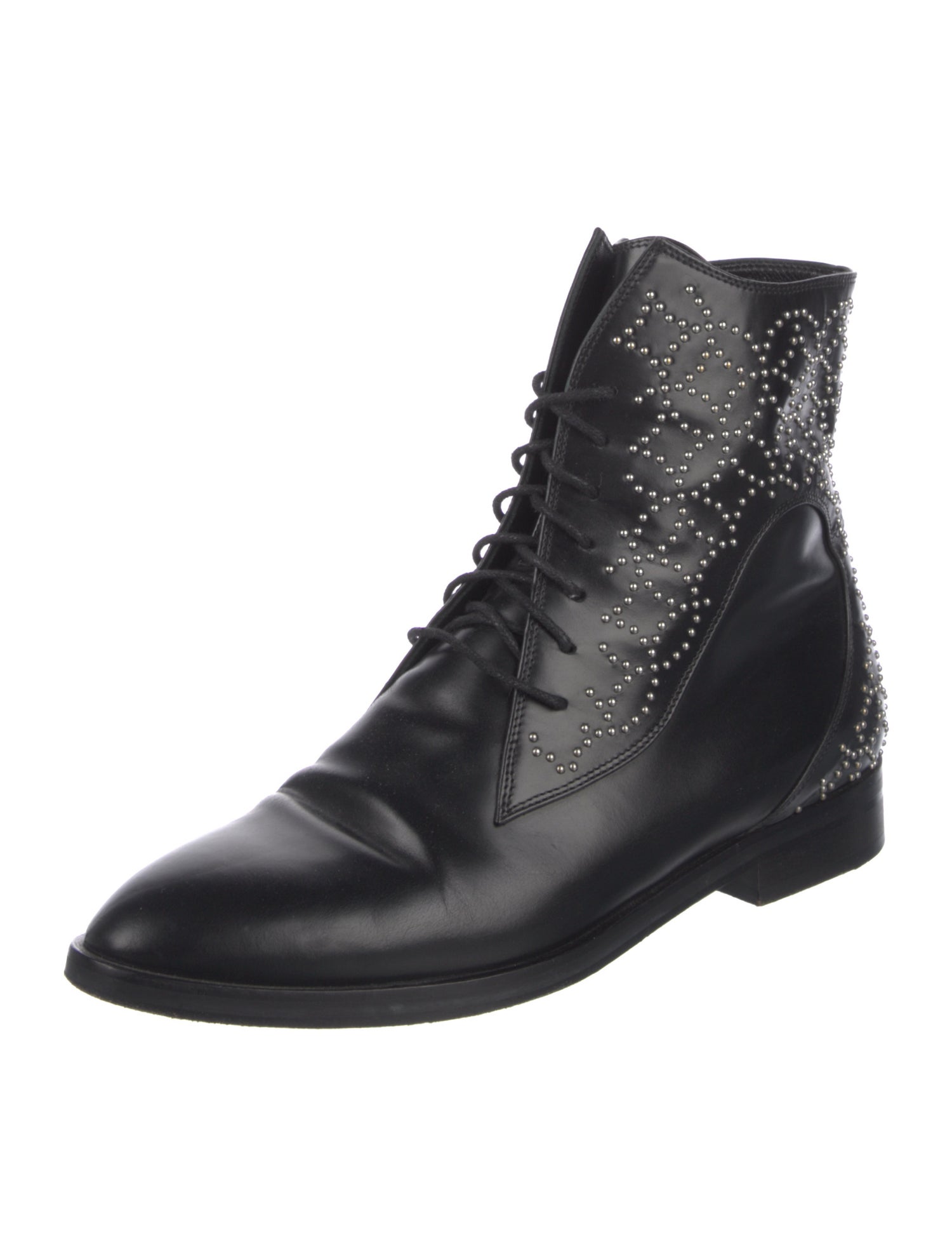 Alaïa Leather Studded Accents Combat Boots