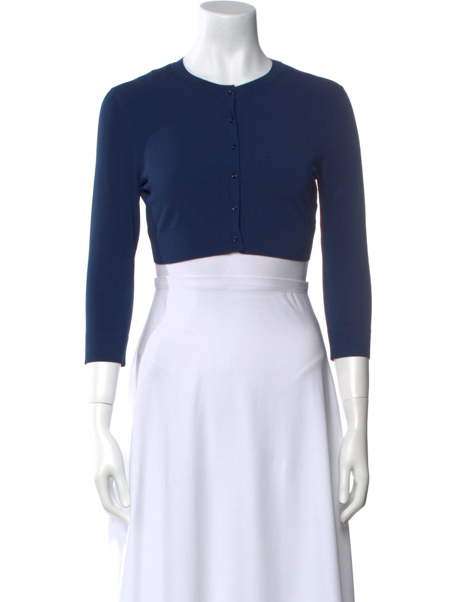 Alaïa Crew Neck Three-Quarter Sleeve Crop Top w/ Tags