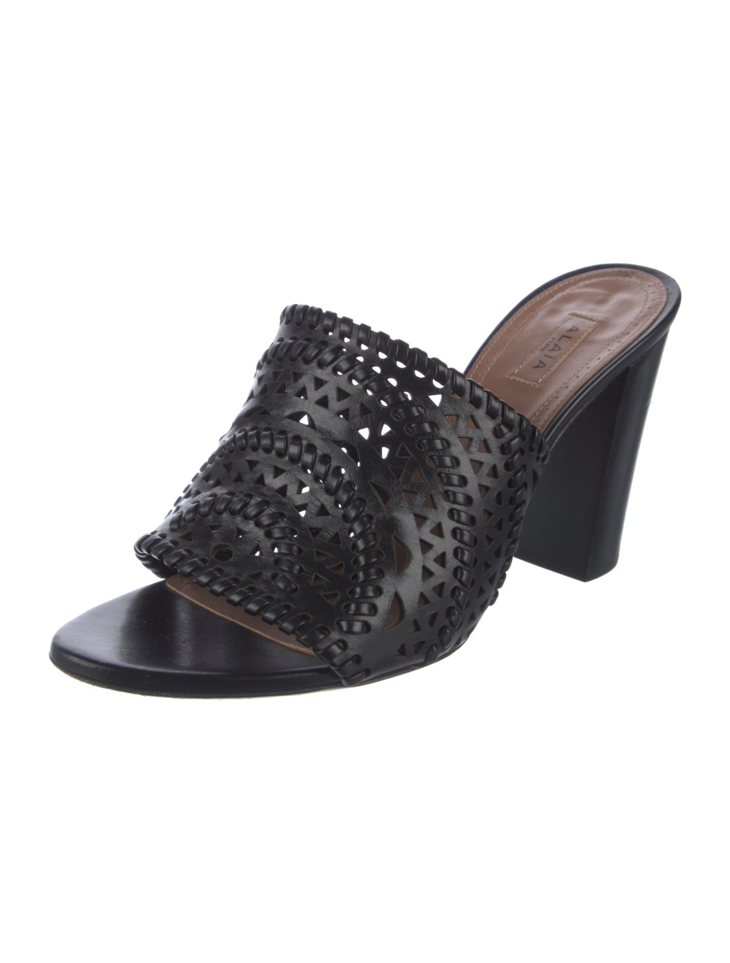 Alaïa Leather Lasercut Accents Slides