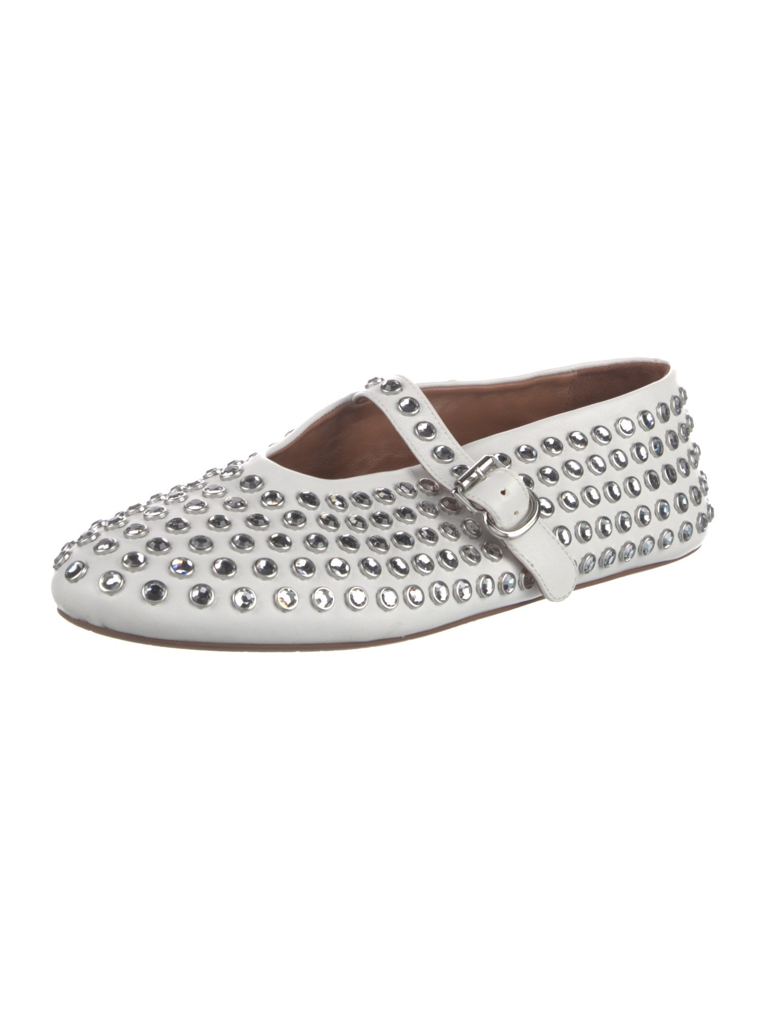 Alaïa Leather Crystal Embellishments Mary Jane Flats