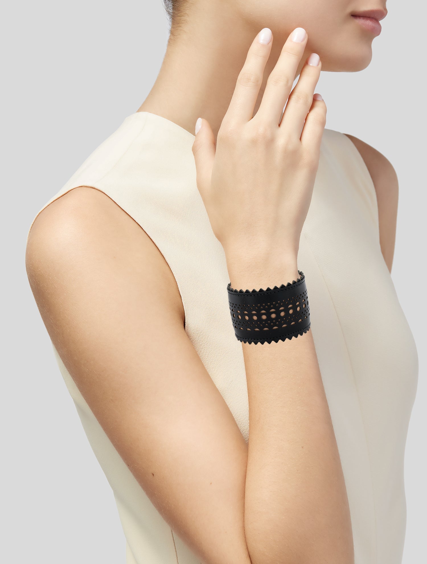 Alaïa Leather Cuff Bracelet