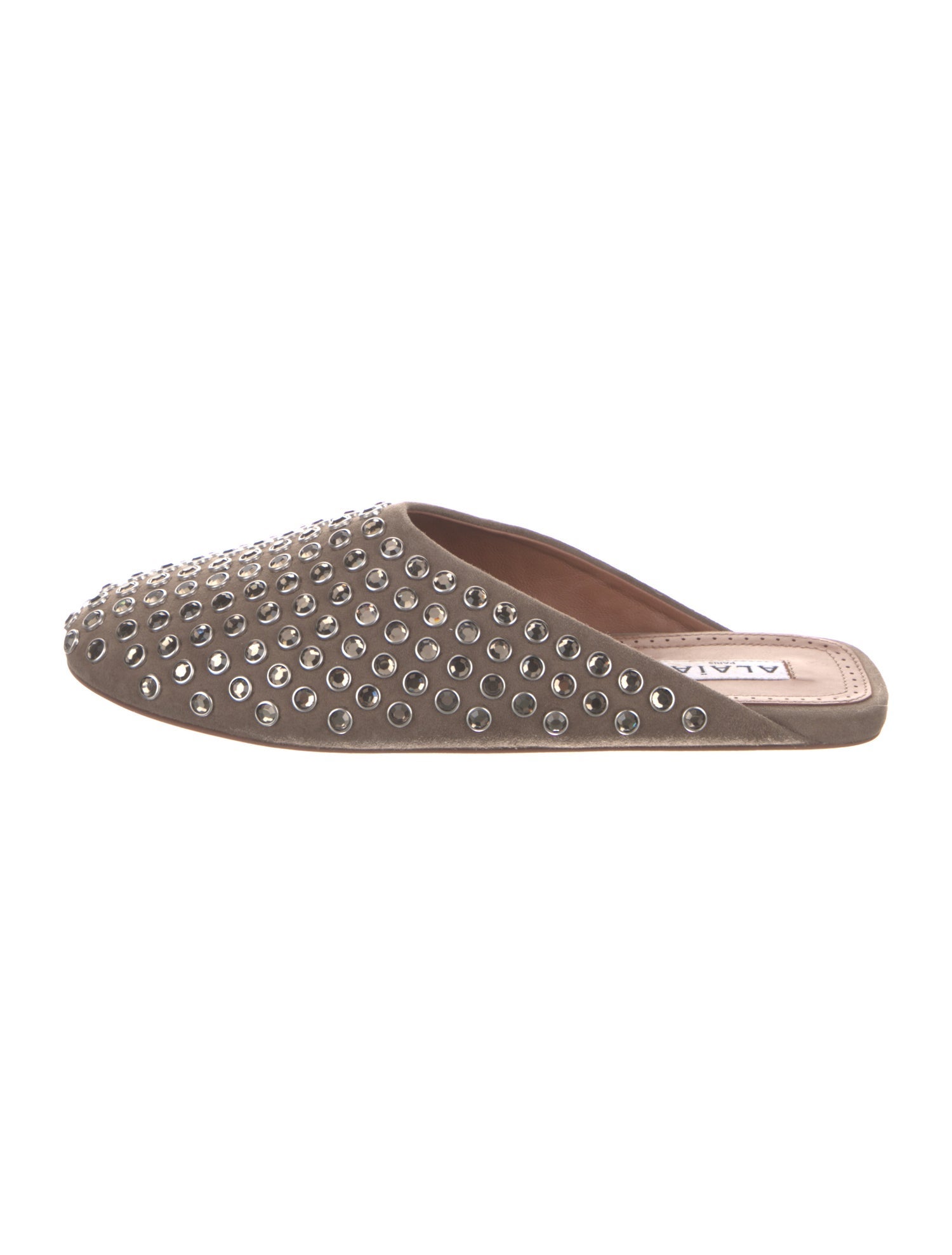 Alaïa Suede Crystal Embellishments Mules