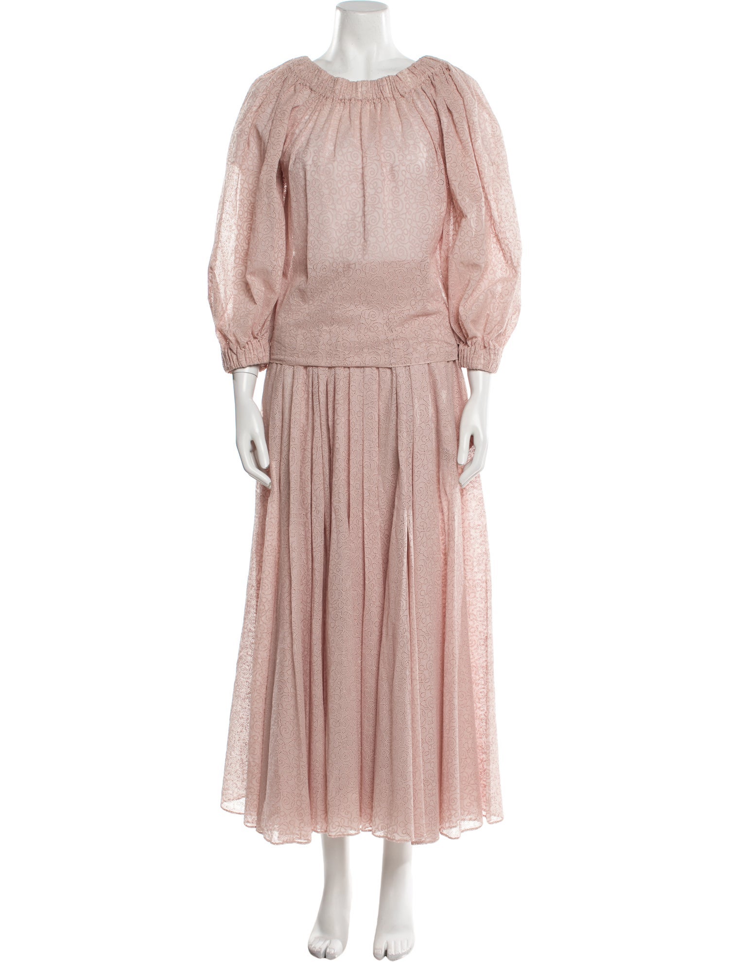 Alaïa Printed Eyelet Trim Skirt Set