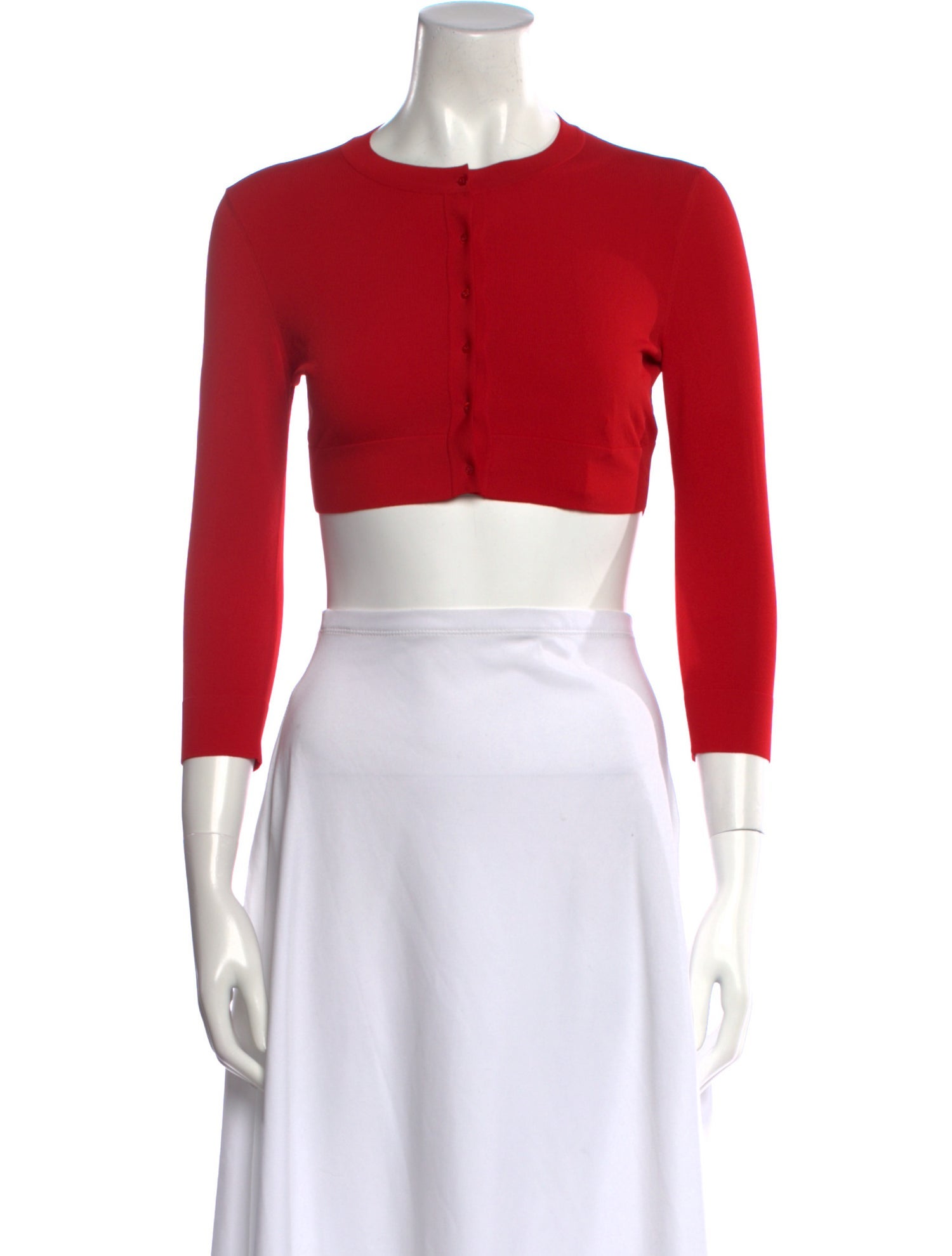 Alaïa Crew Neck Three-Quarter Sleeve Crop Top w/ Tags