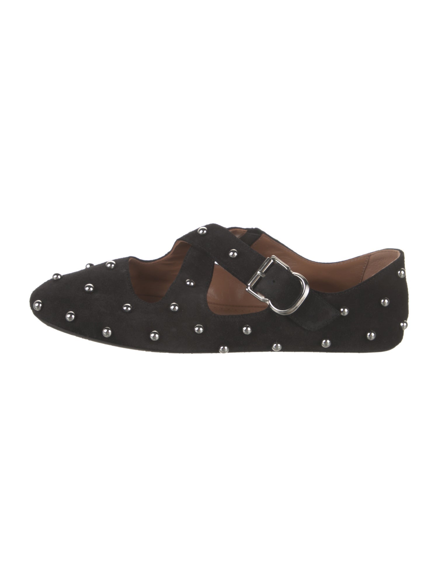 Alaïa Suede Studded Accents Mary Jane Flats