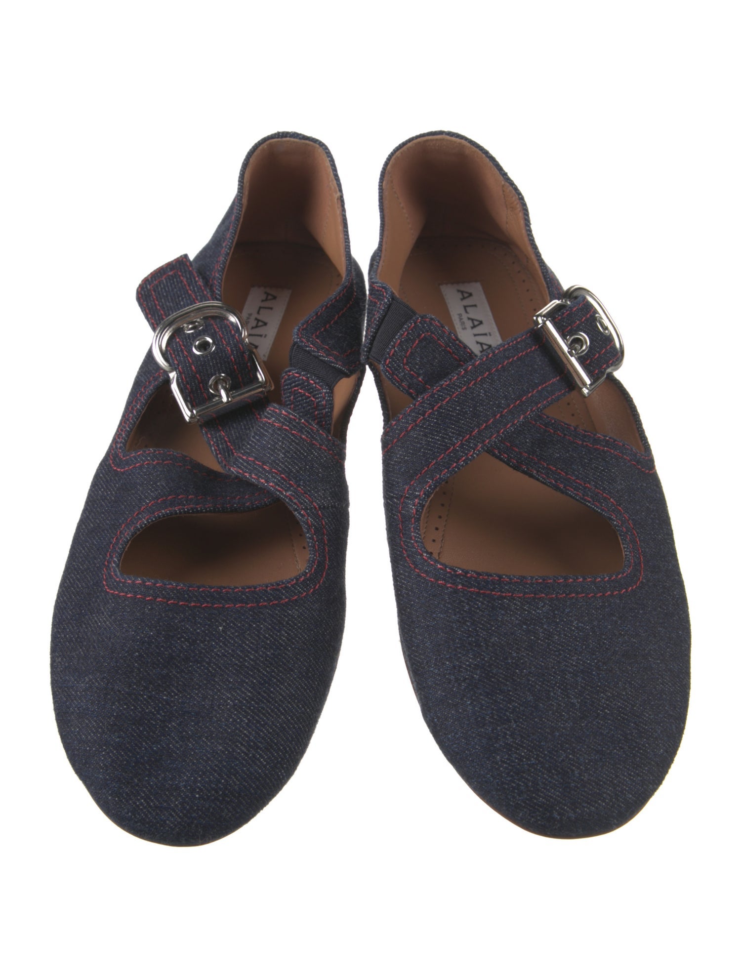 Alaïa Denim Mary Jane Flats
