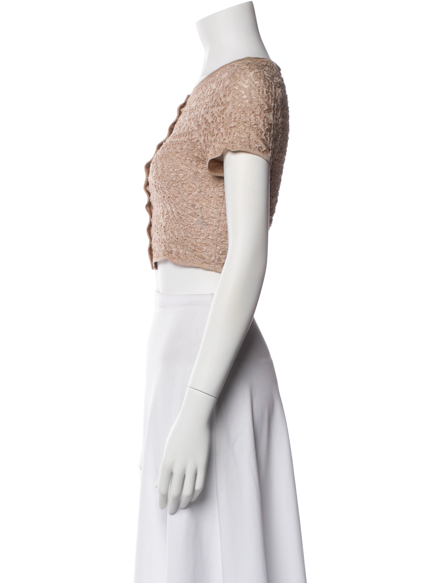 Alaïa Scoop Neck Short Sleeve Crop Top