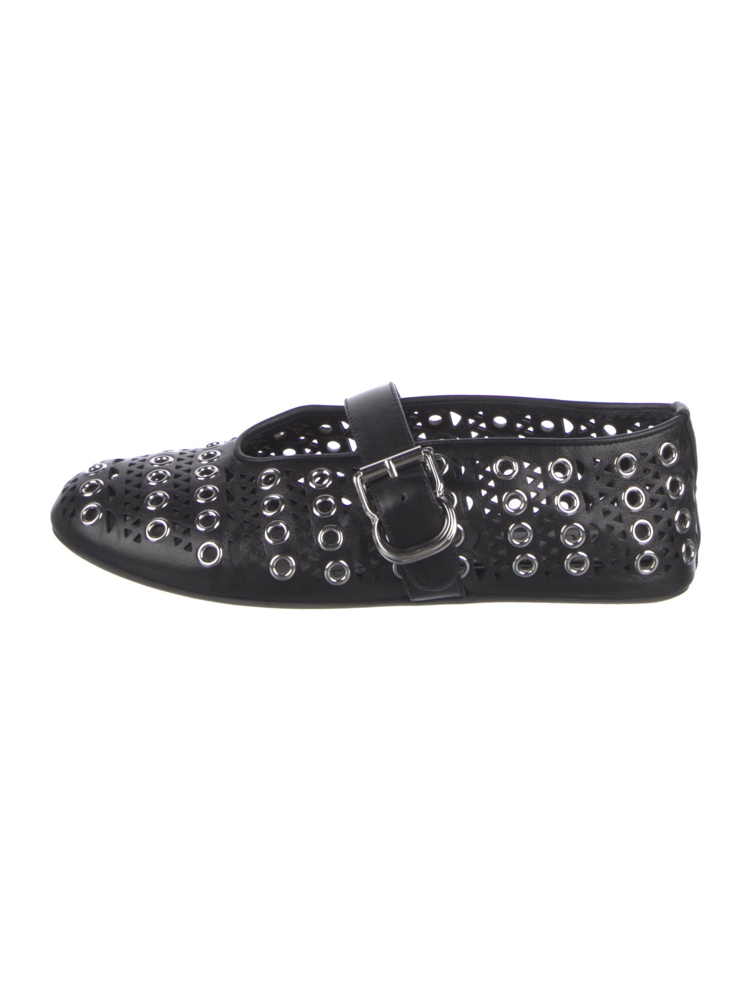 Alaïa Leather Patterned Mary Jane Flats