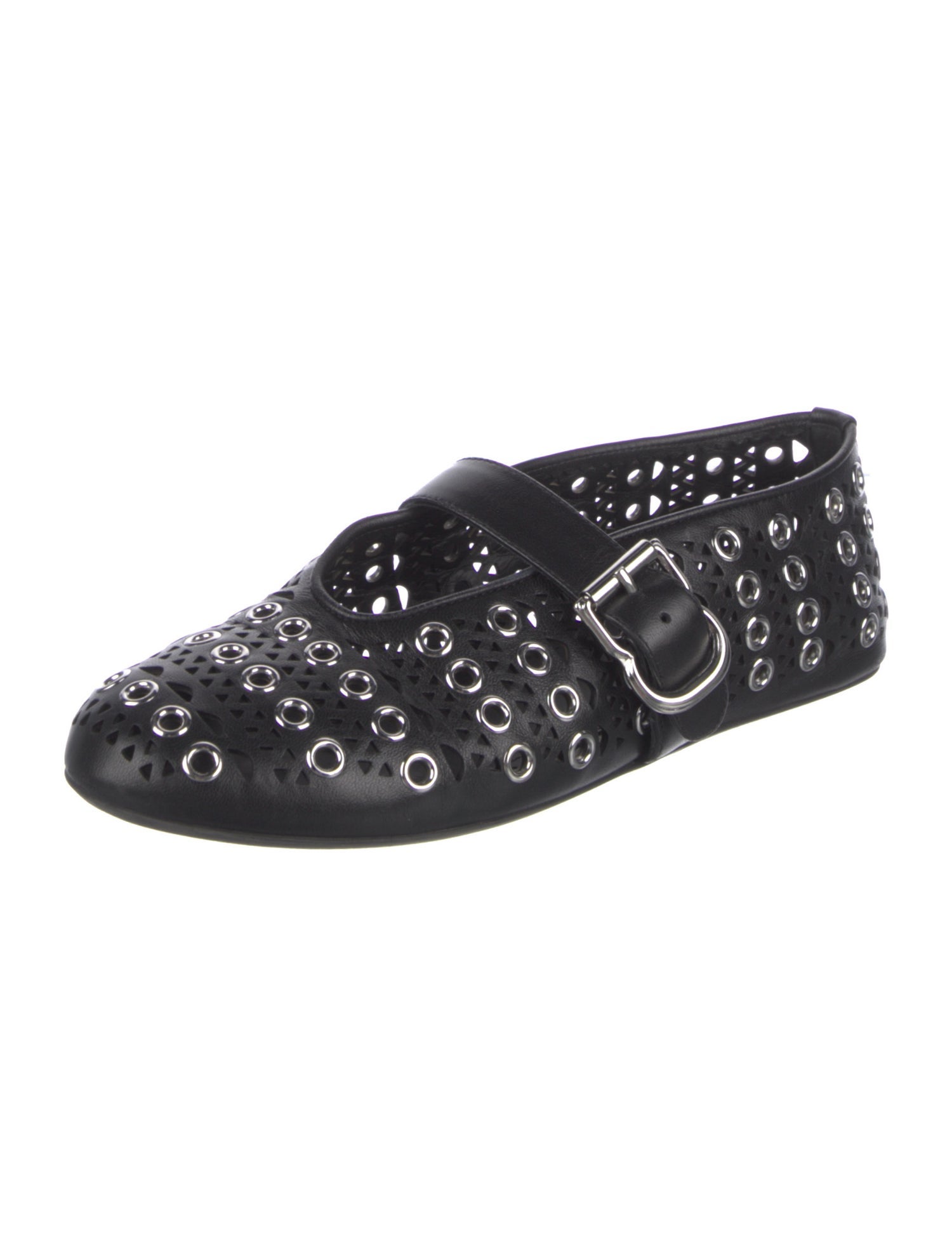 Alaïa Leather Patterned Mary Jane Flats