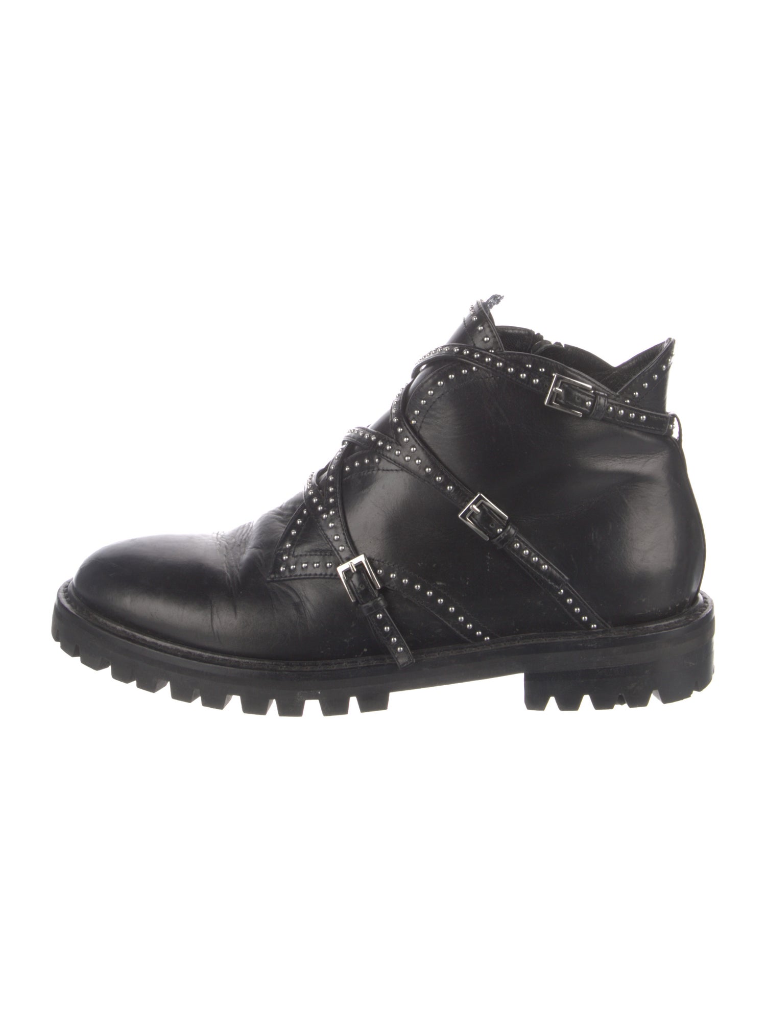 Alaïa Leather Studded Accents Combat Boots