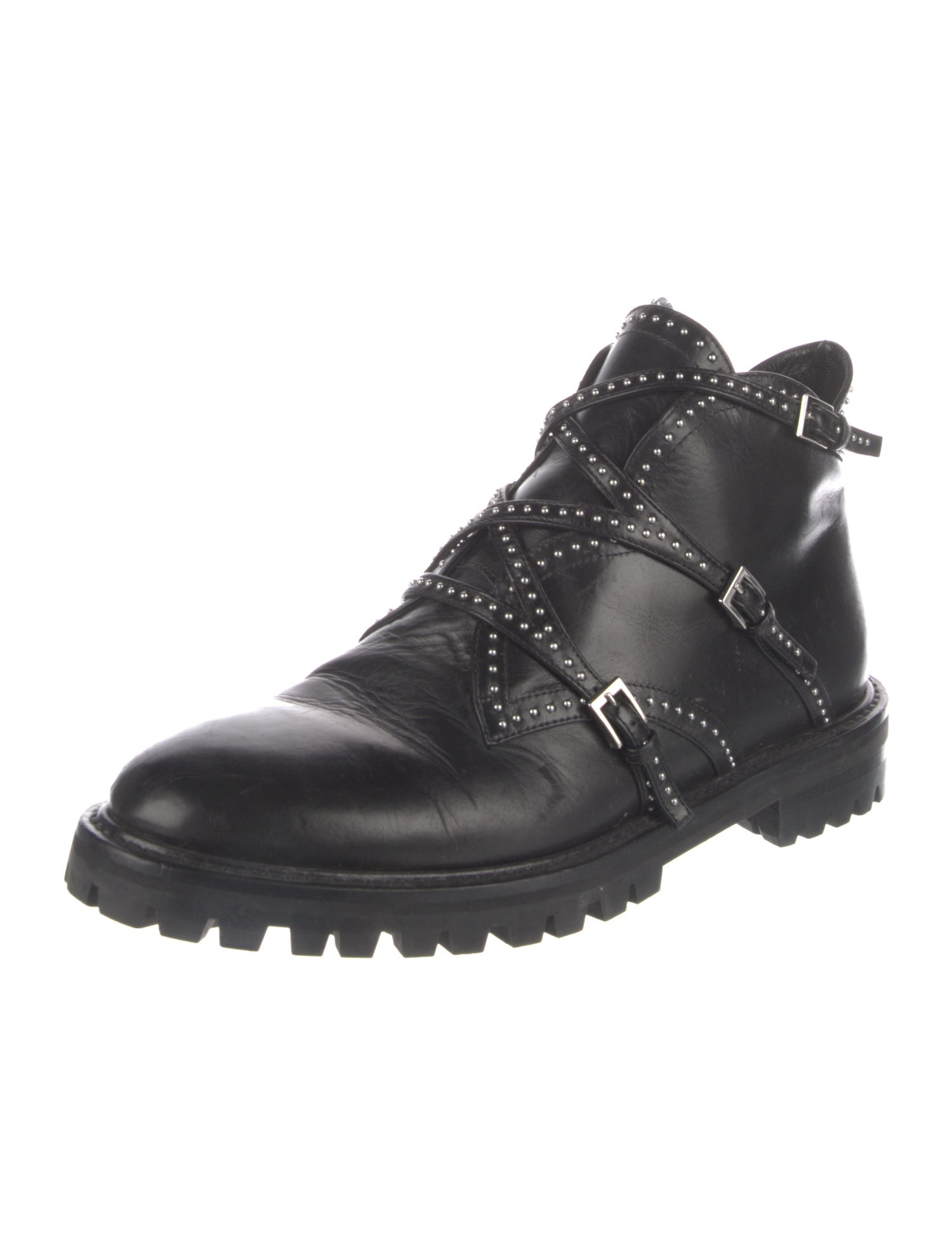 Alaïa Leather Studded Accents Combat Boots