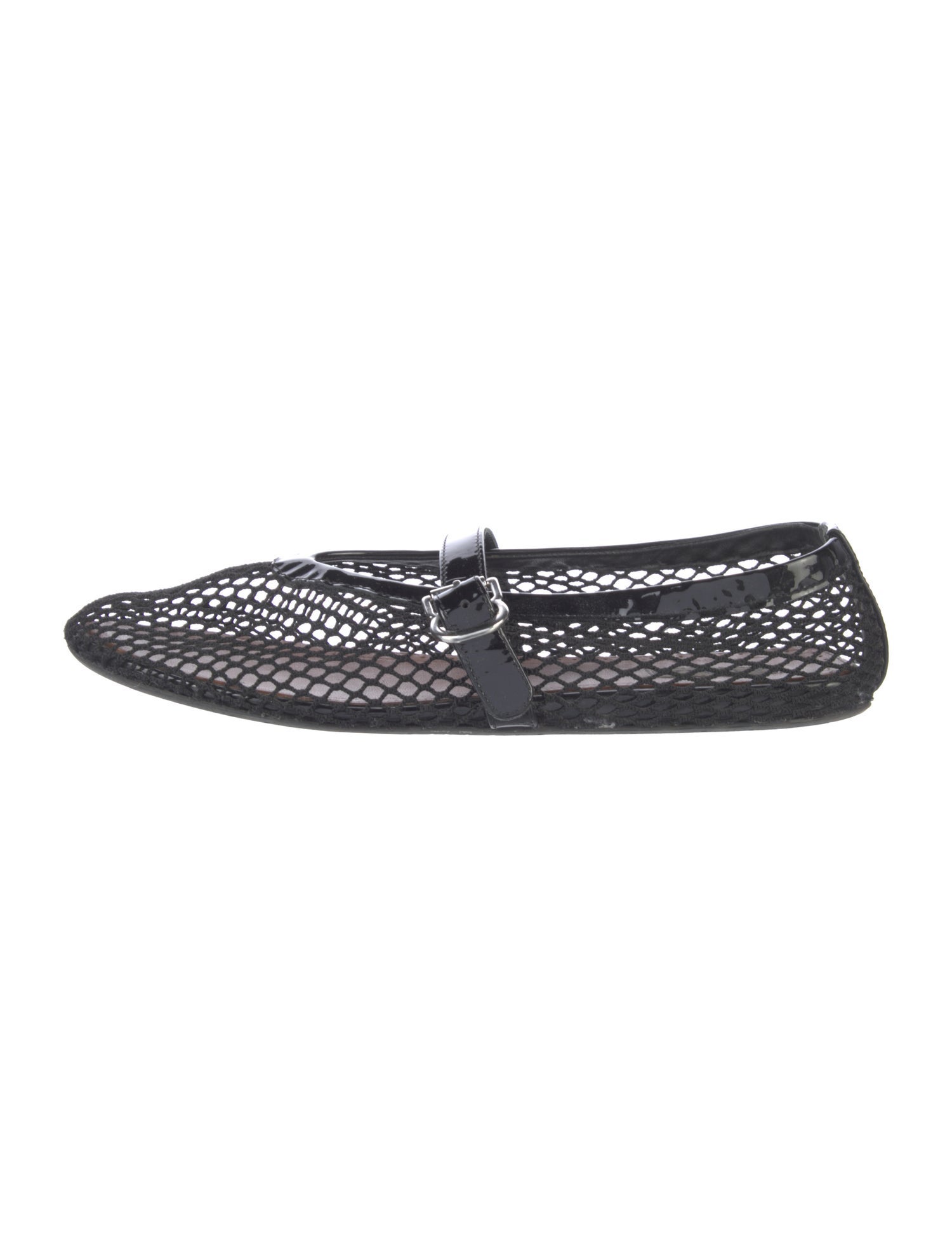 Alaïa Mesh Leather Trim Embellishment Mary Jane Flats