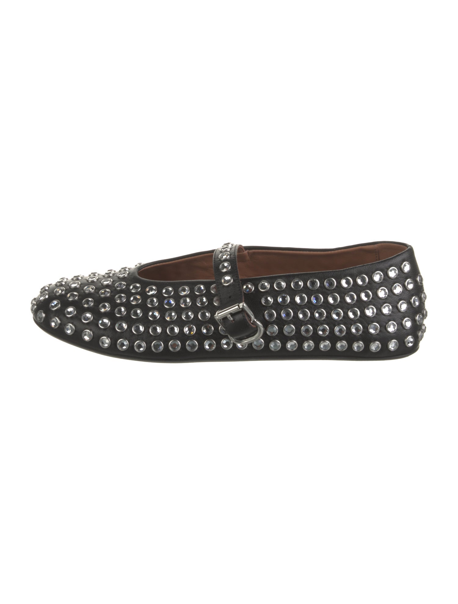 Alaïa Leather Crystal Embellishments Mary Jane Flats