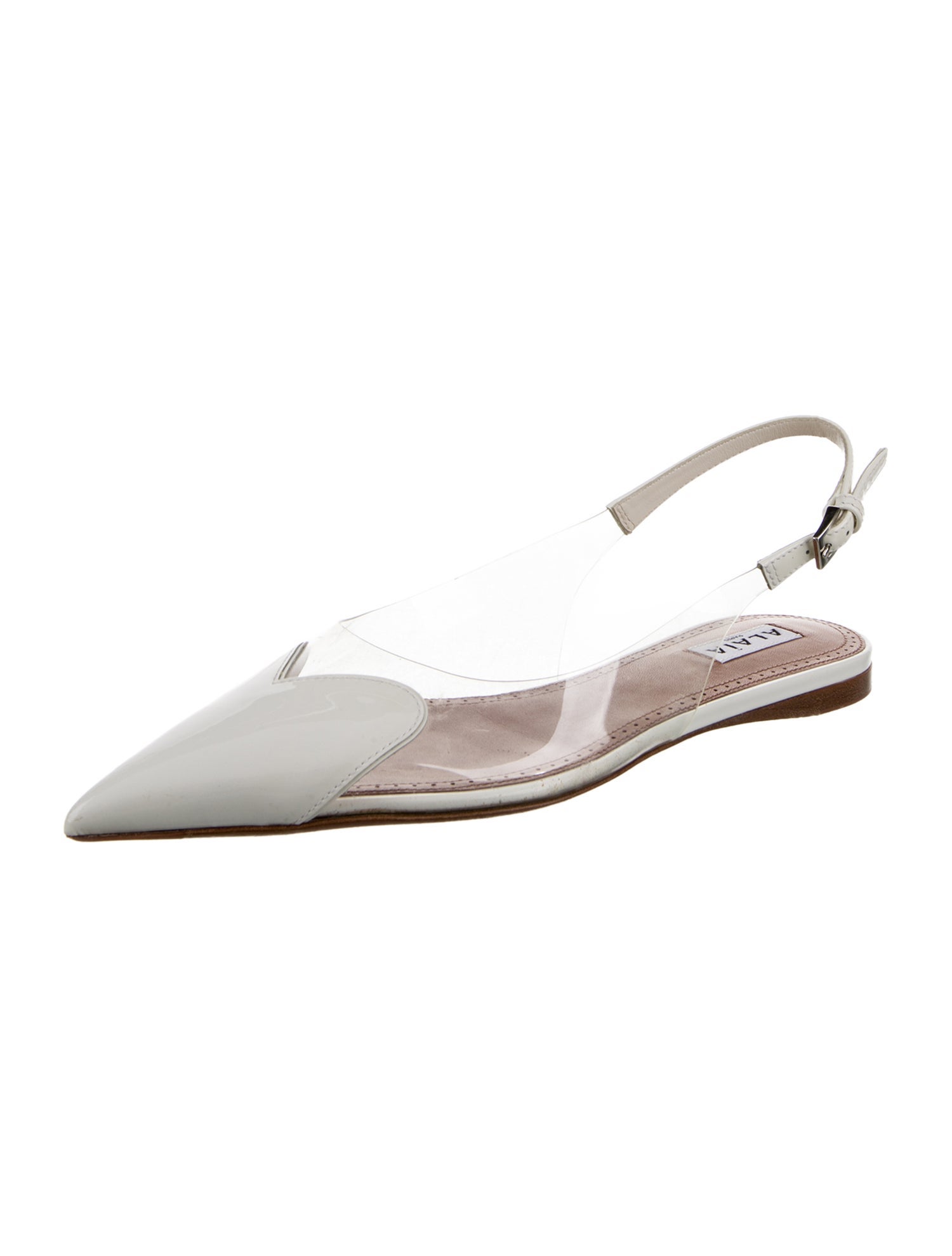 Alaïa Patent Leather Lasercut Accents Slingback Flats