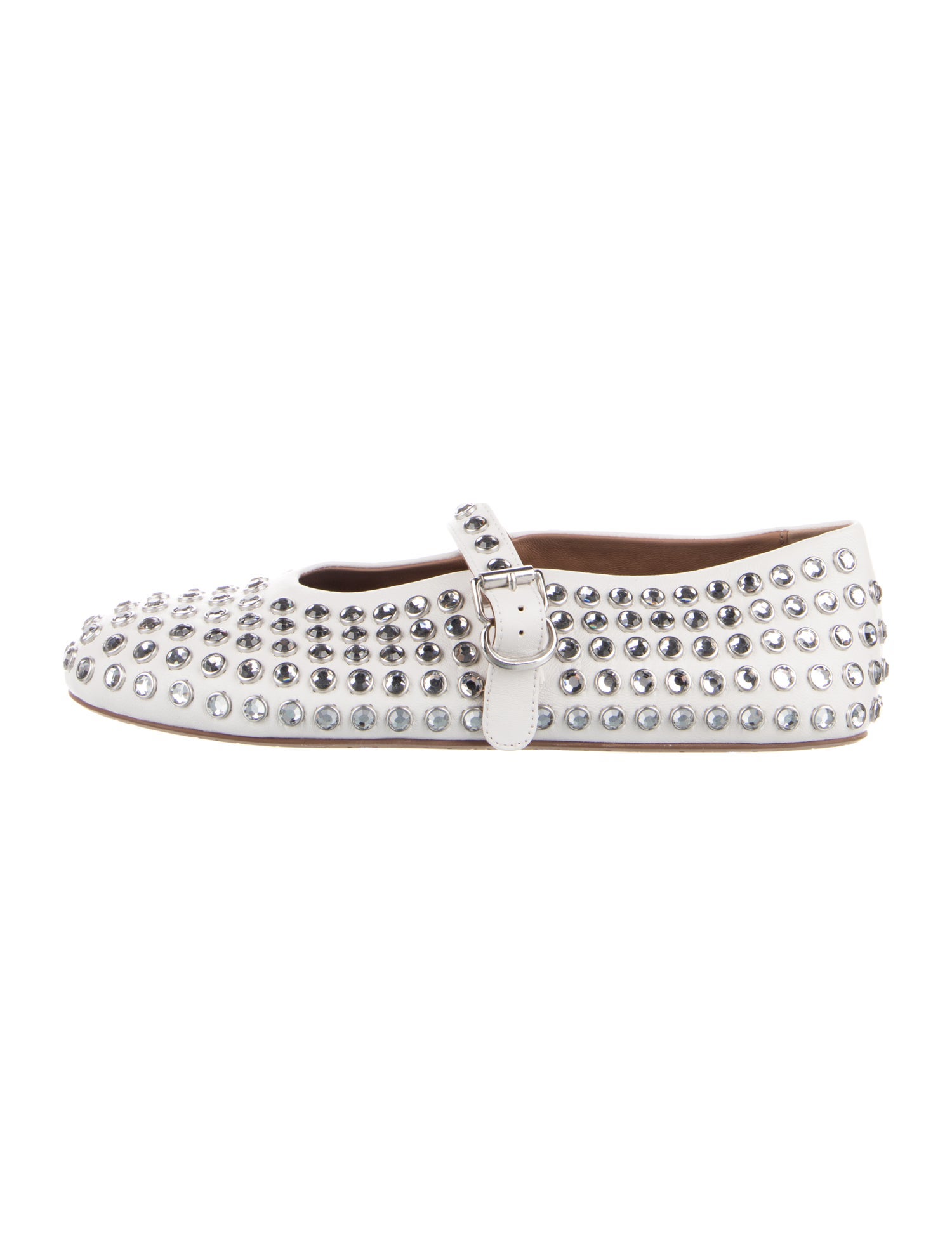 Alaïa Leather Crystal Embellishments Mary Jane Flats
