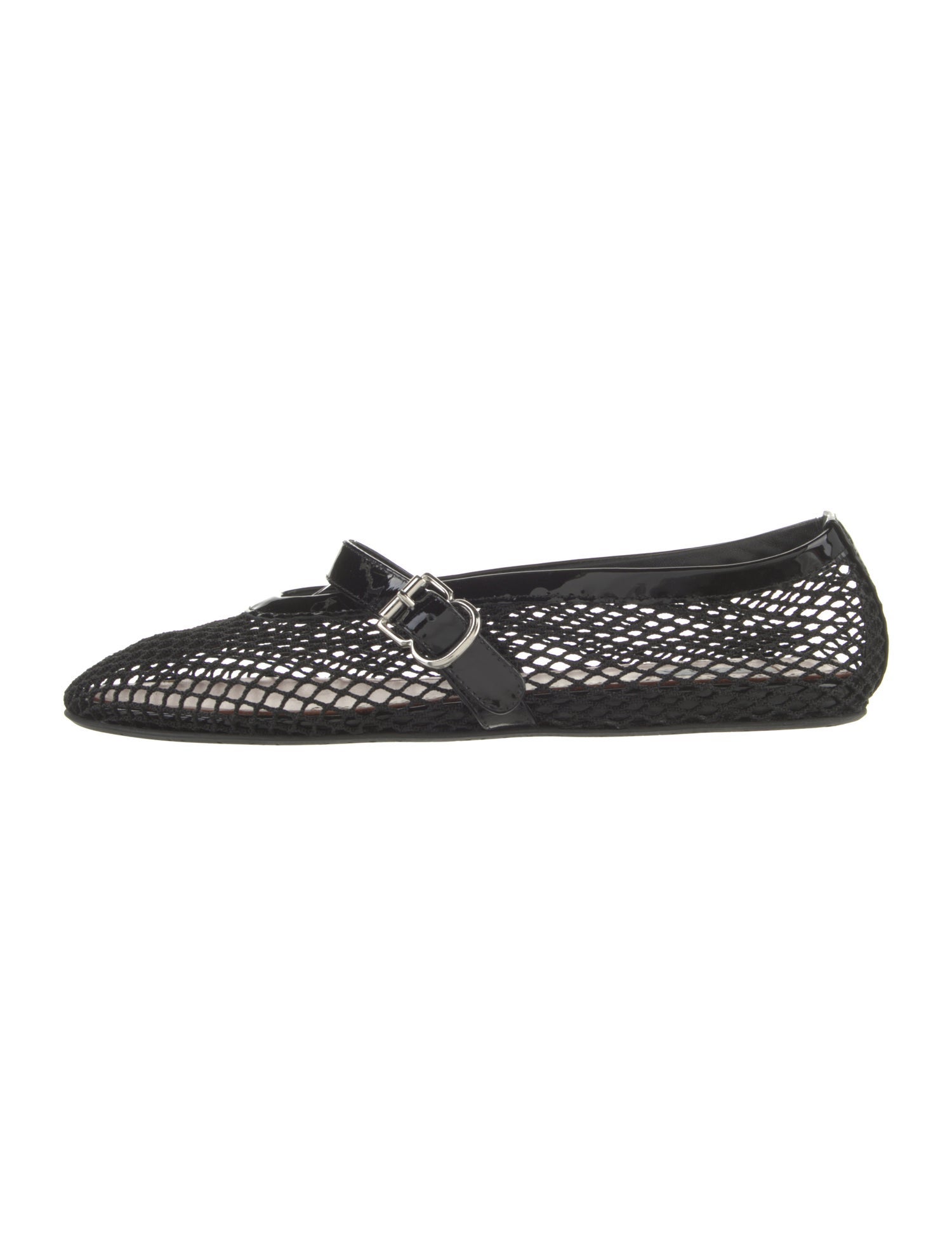 Alaïa Mesh Leather Trim Embellishment Mary Jane Flats