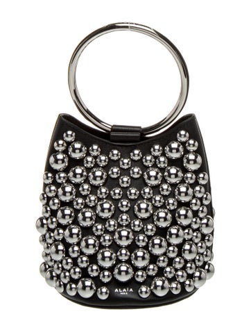 Pre-owned Alaïa Calfskin Bubble Ring Mini In Black