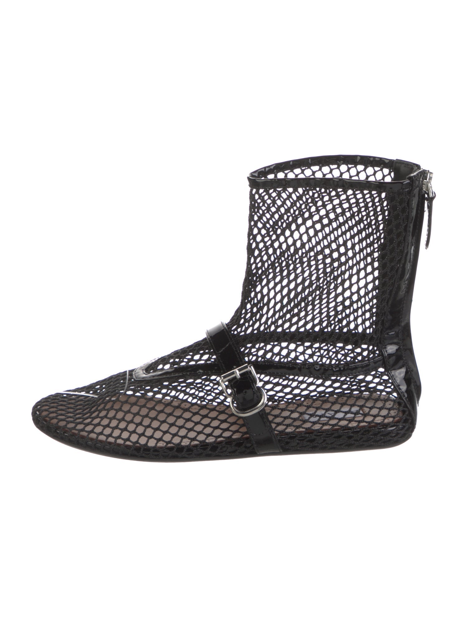 Alaïa Mesh Leather Trim Embellishment Boots