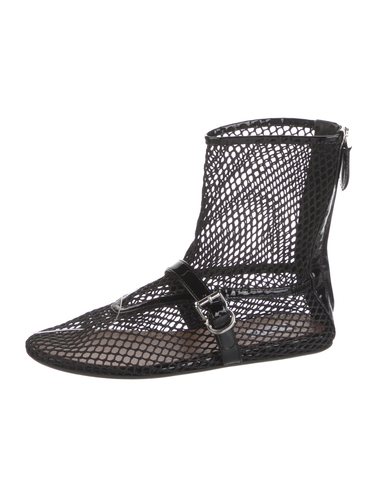 Alaïa Mesh Leather Trim Embellishment Boots