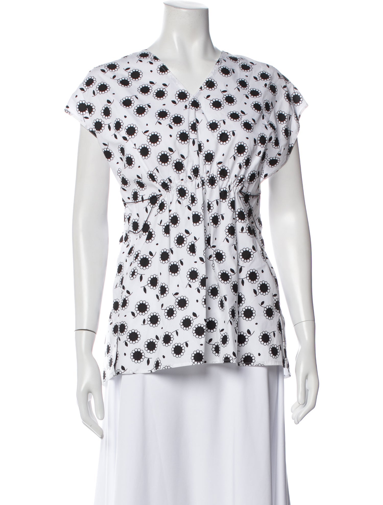 Alaïa Floral Print V-Neck Top