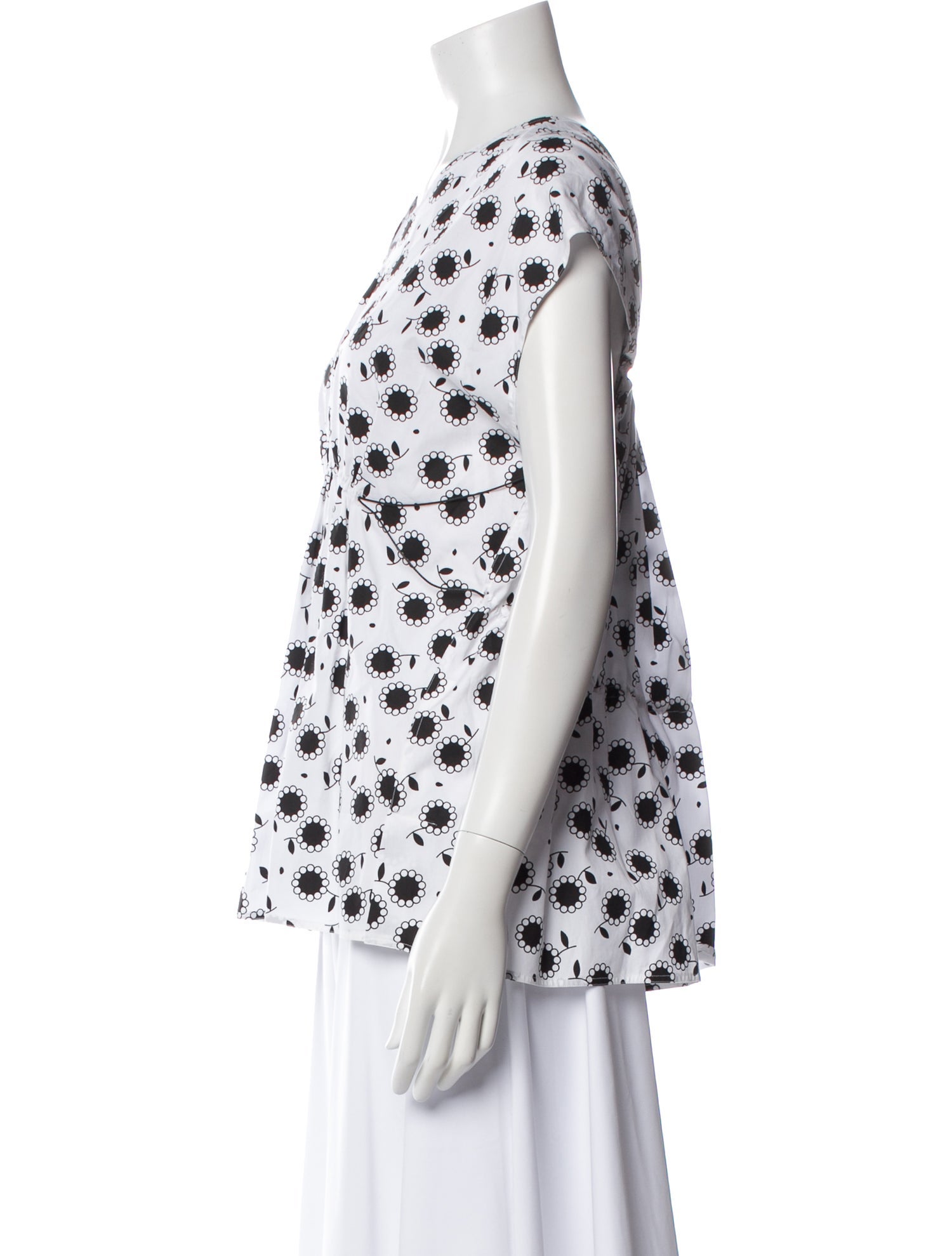 Alaïa Floral Print V-Neck Top