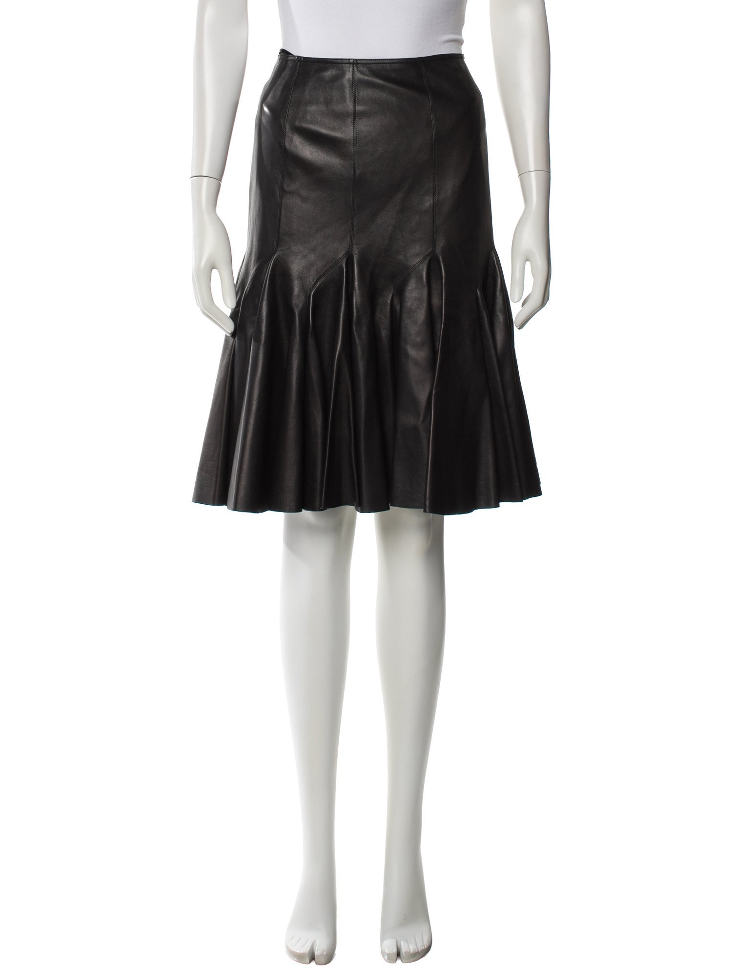 Alaïa Leather Knee-Length Skirt