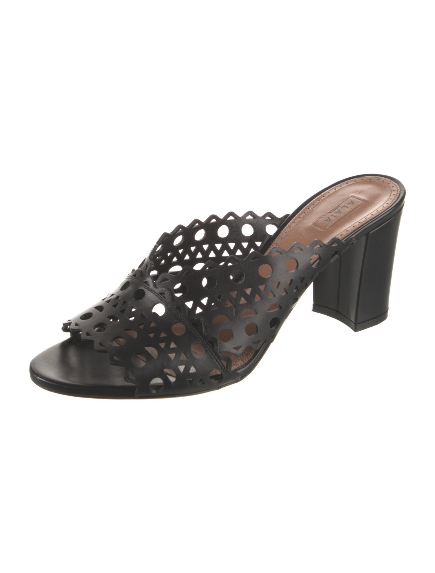 Alaïa Leather Lasercut Accents Slides