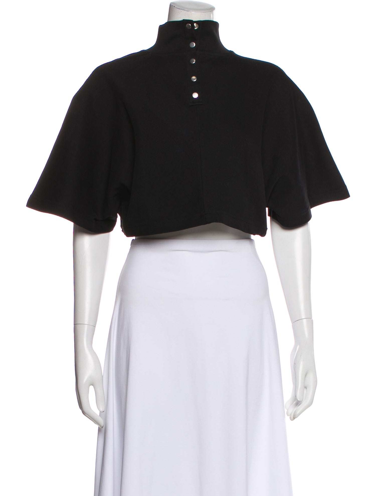 Alaïa Mock Neck Short Sleeve Crop Top